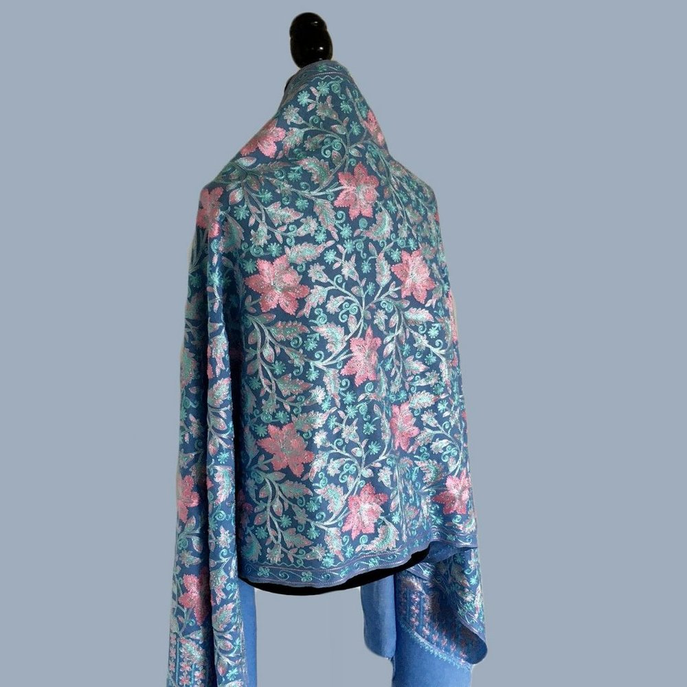 Blue and Pink shoulder Wrap | Scarves and Shawl | Evening Wear Wrap | Pashmina